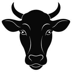 Cow Head Silhouette Vector Art Illustration and Cow Head Black Color Design