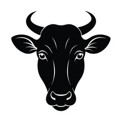 Cow Head Silhouette Vector Art Illustration and Cow Head Black Color Design