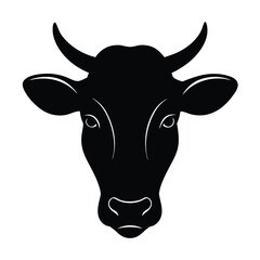 Cow Head Silhouette Vector Art Illustration and Cow Head Black Color Design