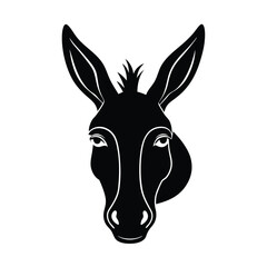 Donkey Head Silhouette Vector Art Illustration and Black Donkey Head Design
