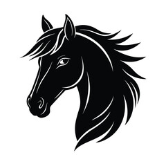Horse Head Silhouette Vector Art and Black Color Design