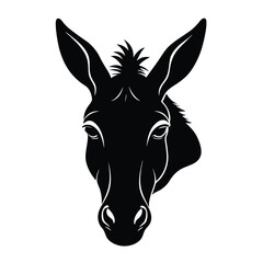 Mule Head Silhouette Pig Art Illustration and Black Mule Color Design