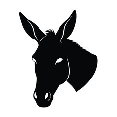 Mule Head Silhouette Pig Art Illustration and Black Mule Color Design