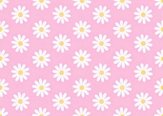 Seamless pattern with white daisies on pink background