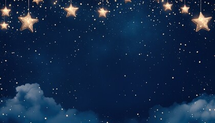 Fototapeta premium Magical Night Sky with Sparkling Stars and Dreamy Clouds
