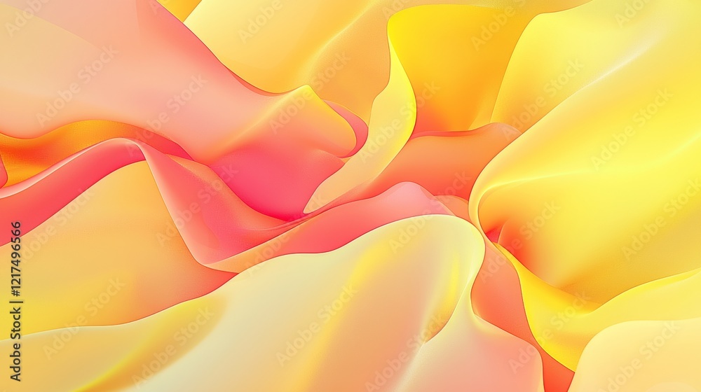 Poster smooth yellow and pink waves intertwining create a mesmerizing abstract background, perfect for addi