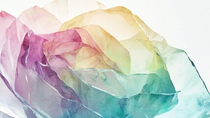 Obraz premium Pastel-colored abstract background resembling delicate translucent petals or waves, creating a soft, dreamy, and ethereal atmosphere with a sense of gentle movement