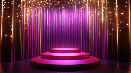 Award ceremony background, luxury podium, Merry Christmas banner with stage product display cylindrical shape