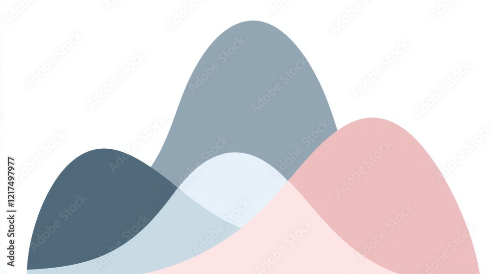 Poster pastel colored wavy shapes are overlapping, creating an abstract and modern background with a sense 