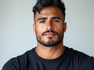 Fototapeta premium A man with a beard and a black shirt