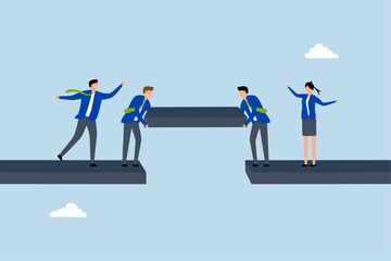Fototapeta premium Build business bridge connect path together,, professionals collaborate to create the pathway for connection. 
