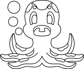 Octopus Baby Pacifier Animal Vector Graphic Art Illustration