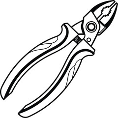 The Essential Pliers Icon Line Art - Pliers Rendered in Bold Black and White