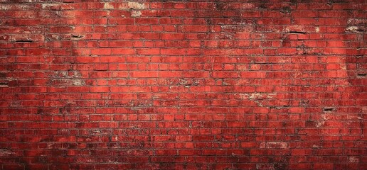 Red Brick Wall Texture Background: Aged and Weathered Brickwork Surface