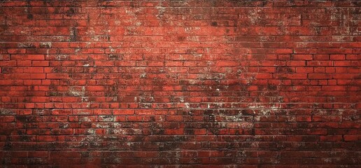 Red Brick Wall Texture Background: Grunge Aged Weathered Brickwork Design Element