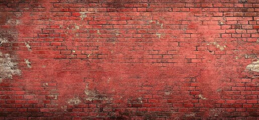 Obraz premium Red Brick Wall Texture Background: Grunge Vintage Aged Worn Weathered Rough Dirty Rustic Masonry Design Architecture Building Construction Pattern Surface Material Abstract