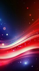 Obraz premium Flowing smoothly, colorful waves traverse space, illuminated by bright lights and dotted with small stars, creating a dynamic and vibrant abstract background