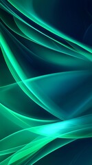 Obraz premium Green and blue light trails create a dynamic and flowing abstract composition against a dark background, evoking a sense of energy and movement
