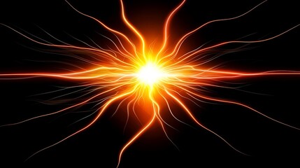 Fiery energy burst radiating, dark background, power concept