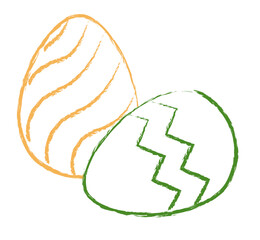 Two hand-drawn Easter egg with spiral pattern and zigzag pattern 