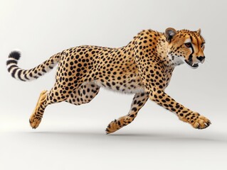 A realistic depiction of a cheetah running in motion.