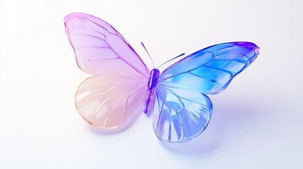 Glass butterfly, pastel, studio, white background, design