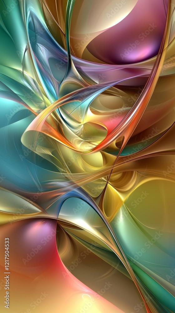 Poster smooth, curved lines and shapes in vibrant hues create a dynamic and visually appealing abstract com