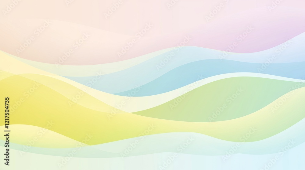 Poster soft pastel hues blend seamlessly in a mesmerizing display of flowing abstract waves, creating a ser