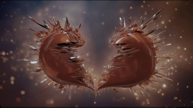 Abstract heart background, broken heart is torn into two parts, broken love concept, unhappy feelings
