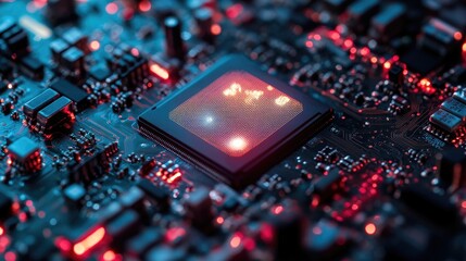 Illuminated Microchip: A Close-Up of Advanced Technology