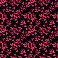 Hand drawn flowers seamless pattern