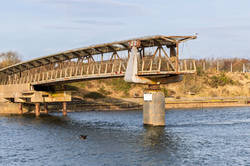 Retracted Pedestrian Bridge of Scottish Inventions to Abandoned Big Idea Museum at former Nobel...