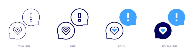 Fototapeta premium Exclamation mark questions icon in 4 different styles. Thin Line, Line, Bold, and Bold Line. Duotone style. Editable stroke
