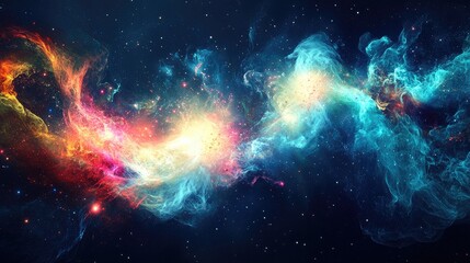 Colorful nebula cosmic space background, star formation, interstellar dust
