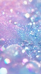 Creating an enchanting abstract background filled with sparkling glitter, featuring mesmerizing iridescent bokeh and a dreamy pastel color palette that evokes a magical atmosphere