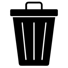 Simple Black and White Trash Can Icon