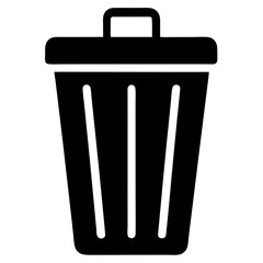 Simple Black and White Trash Can Icon