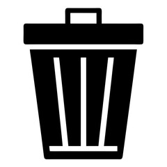Simple Black and White Trash Can Icon