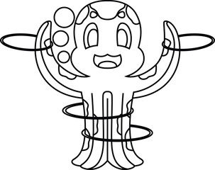 Octopus Fitness Gymnastics Sports Animal Vector Graphic Art Illustration