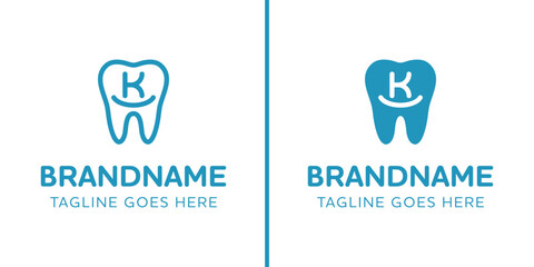 Letter K Dental Tooth Logo, symbolizing tooth, dental care and orthodontist