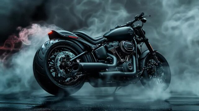 Video with a motorcycle on the background of smoke: Ideal for advertising motorcycle equipment, sporting events, creating dynamic presentations and videos related to extreme sports.

