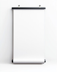 Blank roll up banner mockup with white background, ideal for presentations or advertising. This versatile design allows for easy customization and display in various settings