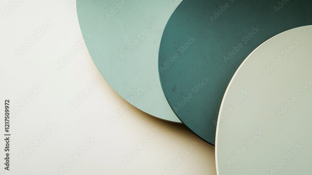 Poster four overlapping semicircles in various shades of green and white create a visually appealing abstra