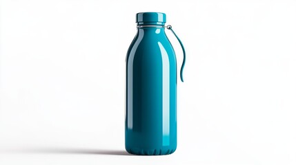 Naklejka premium A sleek modern water bottle in vibrant teal color. Perfect for keeping drinks cold or hot. Ideal for outdoor adventures and daily hydration. Generative AI