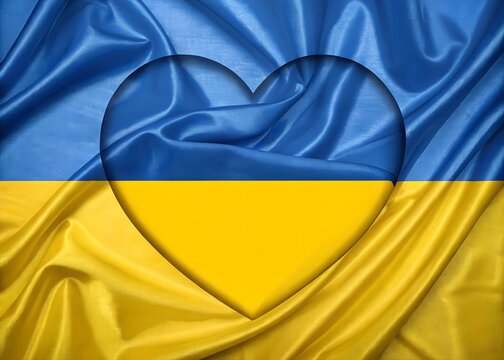 Ukraine Flag in Heart Shape on Ukraine Flag Background