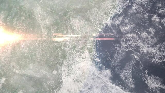Zooming in on Vitoria da Conquista, Brazil frome space - Perfect for Travel Intros and Backgrounds. Realistic 3D Animation.