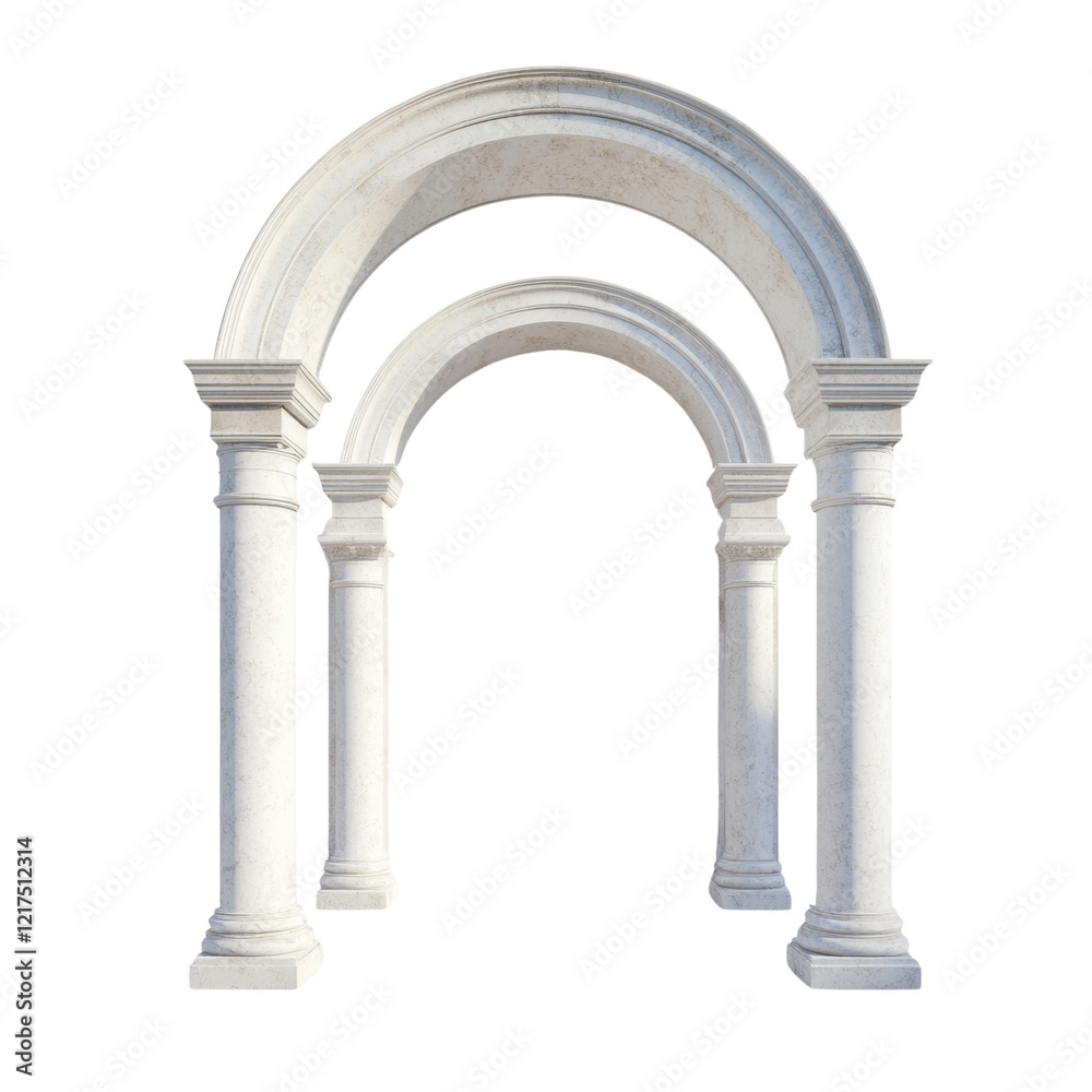 Aufkleber A 3D rendered image shows an elegant double archway supported by three classical white marble columns.