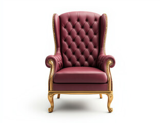 Luxurious red throne chair with golden frame, featuring tufted upholstery and elegant design, perfect for adding sophistication to any space