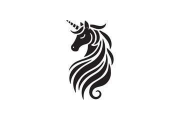  black and white simple unicorn vector silhouette 