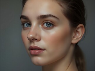 Naklejka premium Young woman face.